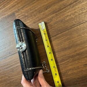 Elegant Black Clutch with Silver Accents